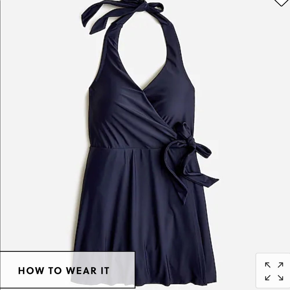 Jcrew Halter wrap swim dress navy size 4